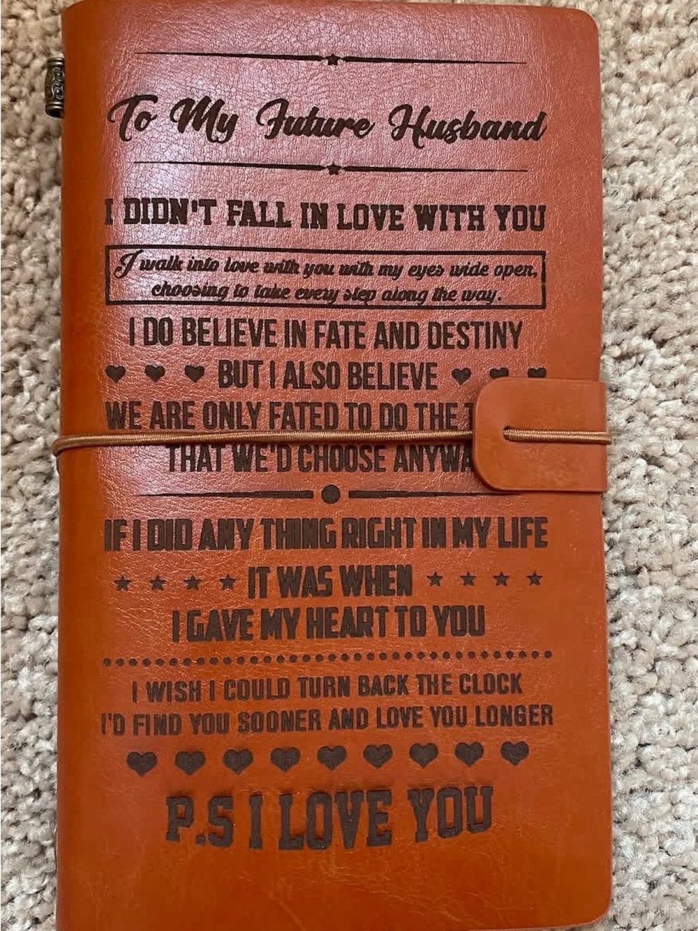 Romantic Faux Leather Journal - To My Future Husband - Brown